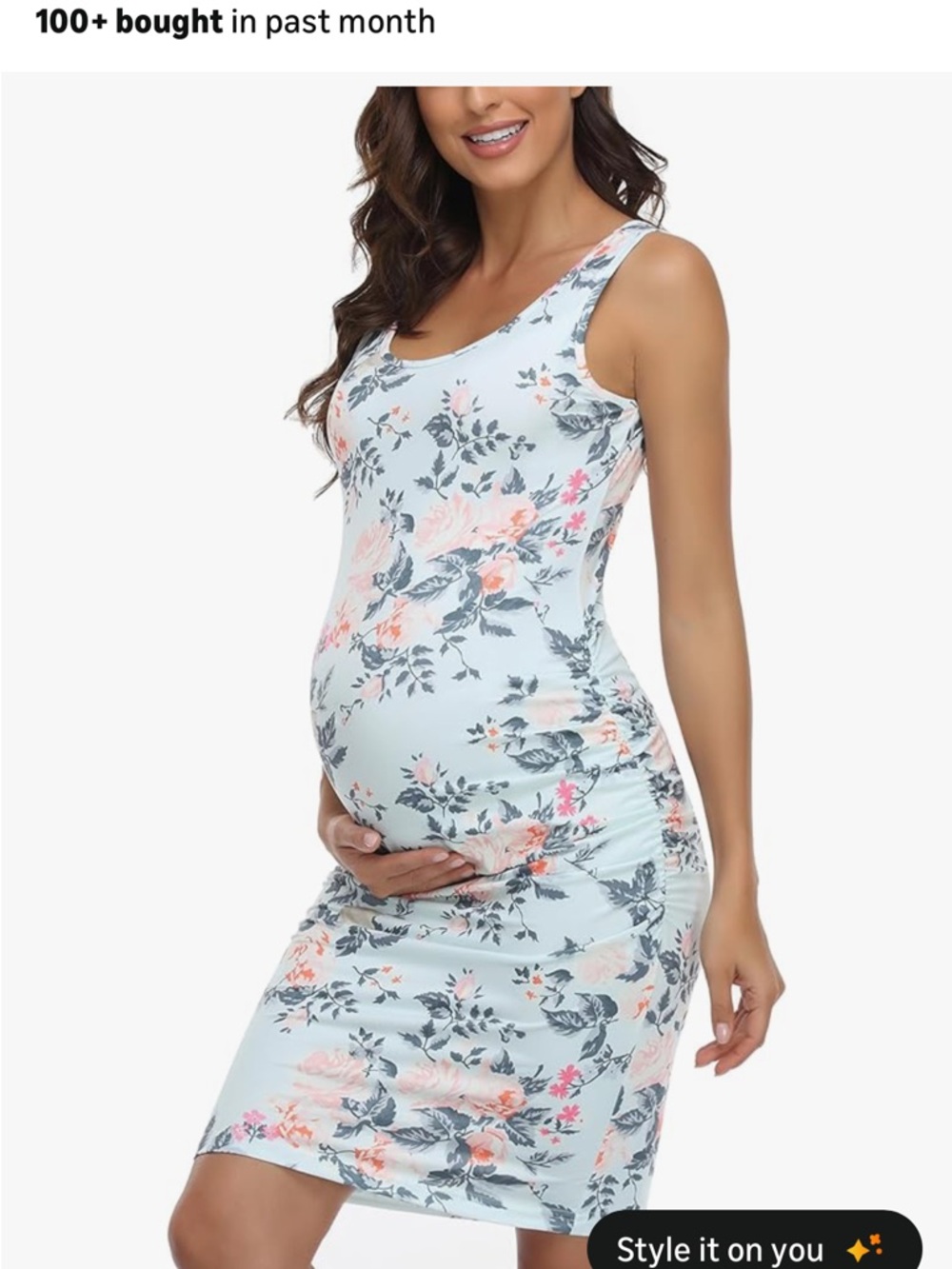 Light Blue Floral Maternity Tank Dress